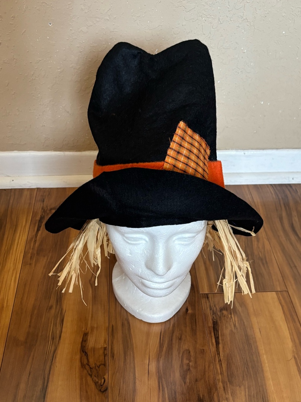 Homemade unisex Black Orange Scarecrow Felt Hat adult Costume